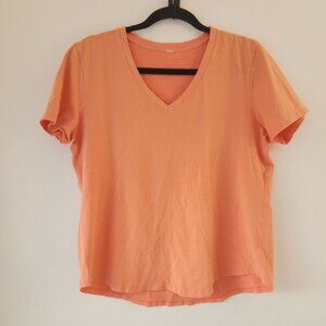 Lululemon Orange Short Sleeve Athletic Shirt Stretch Activewear Women's 10